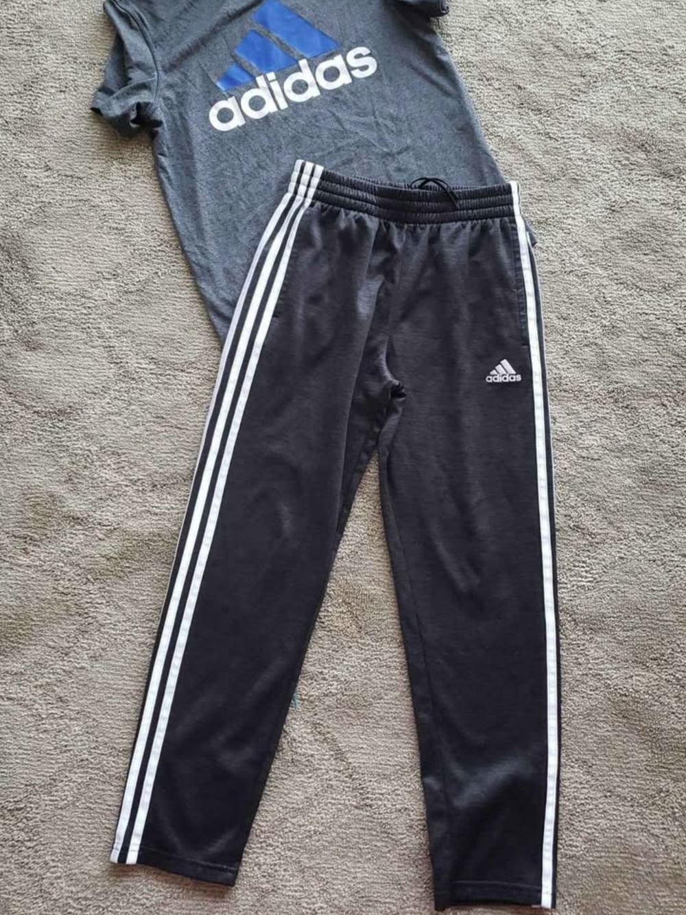 adidas Black Sweatpants with White Side Stripes